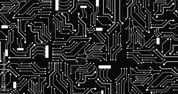 Obraz Electronics board. High tech digital data connection system concept. Circuit engineering technology. Computer electronic printed circuit board microcircuit design