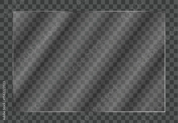 Fototapeta A glass effect featuring a collection of mirrors against a transparent backdrop, along with a transparent glass showcase, mirror, and window. This realistic glossy plate showcases glare in a vector.