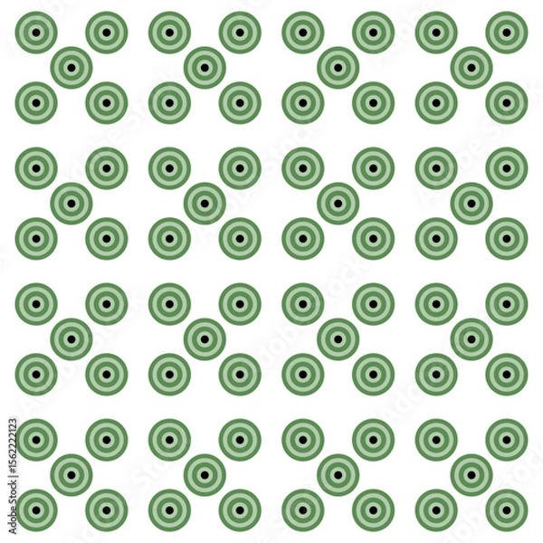 Fototapeta Green concentric circles seamless pattern in geometric formation. Suitable for backgrounds, textiles, packaging, web and various other design projects.