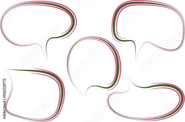 Fototapeta bright pink green colorful abstract lines stroke speech bubbles set