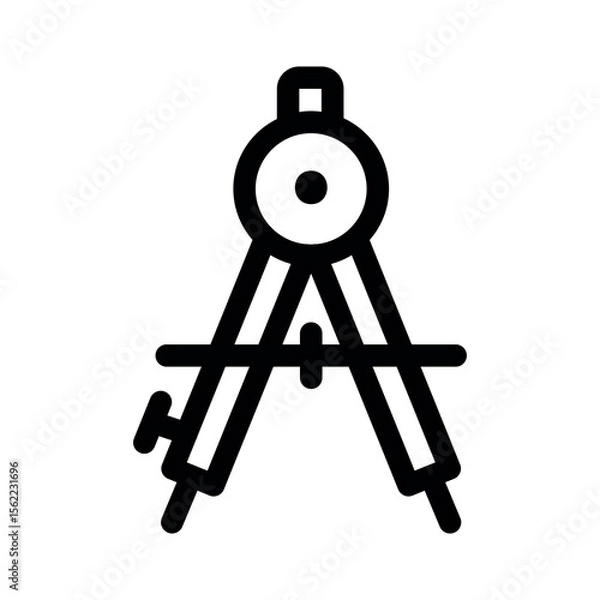Fototapeta Compass divider line icon.School supplies. Simple vector symbol used for school, travel, or education themes. Clean linear design, editable stroke, isolated on white.