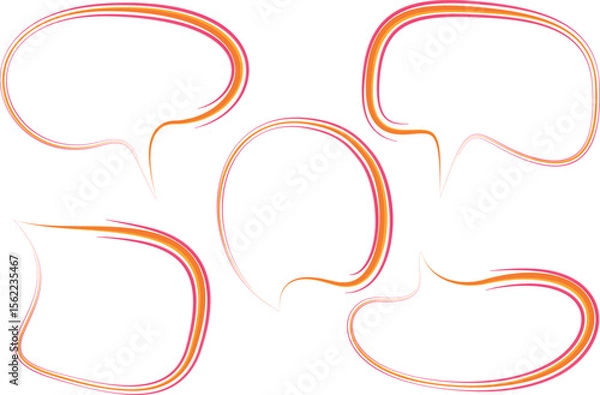 Fototapeta orange pink colorful abstract lines stroke speech bubbles set