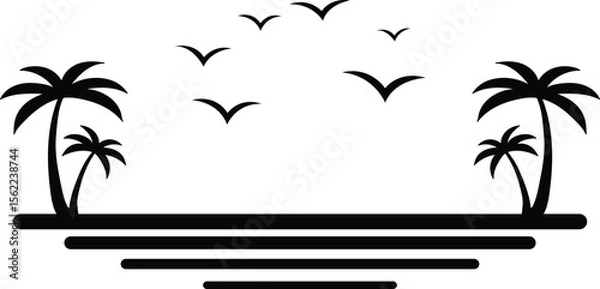 Obraz 해변 풍경 벡터 일러스트