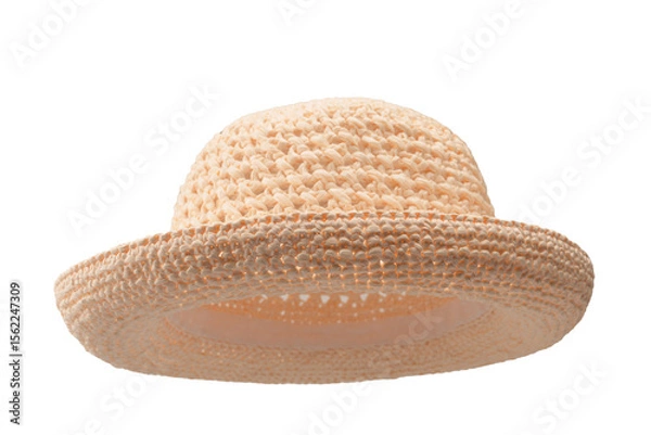 Obraz Straw summer hat with isolated on white background.