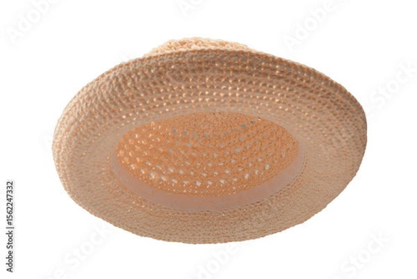 Obraz Straw summer hat with isolated on white background.