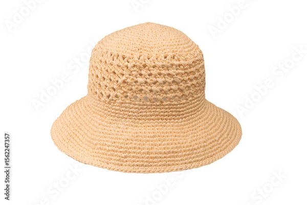 Obraz Straw summer hat with isolated on white background.