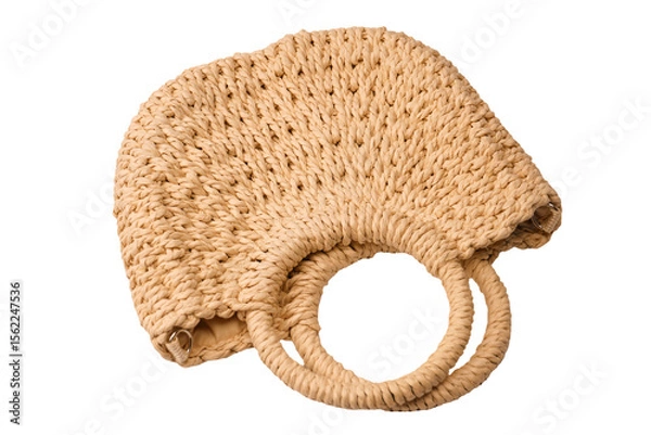 Obraz A beige straw bag isolated on a white background.