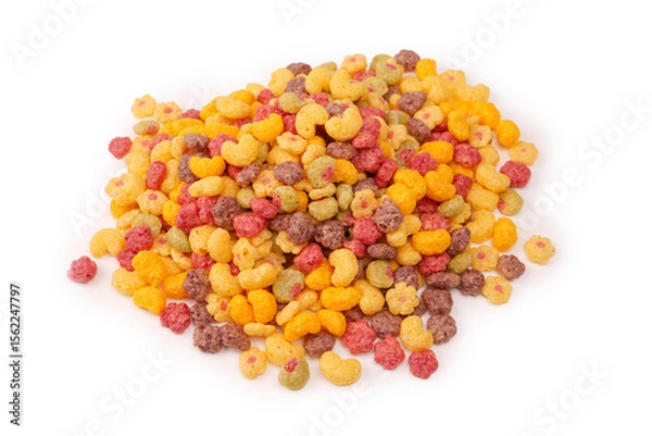 Obraz Sweet crunchy cornflakes isolated on white background.