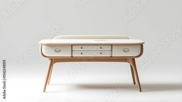 Fototapeta Modern White Table with Drawer