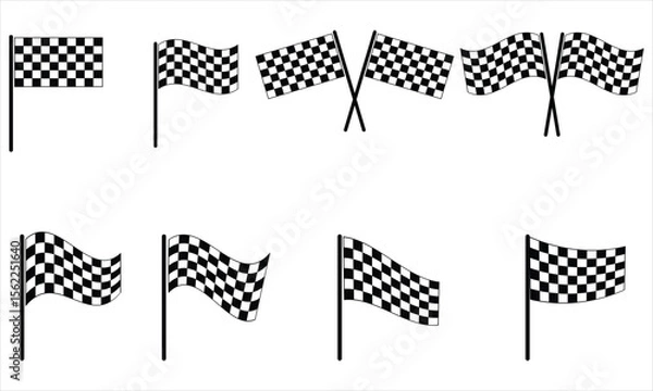 Obraz checkered flags set