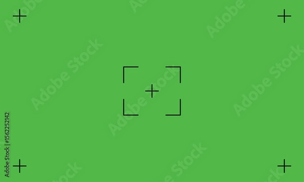 Obraz Green Screen Targeting Crosshairs Vector Background for Video Editing and VFX Alignment