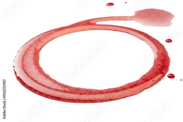 Fototapeta Red watercolor paint ring with droplets and splash on black background isolated on a transparent background