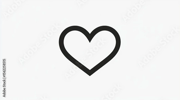 Fototapeta Heart outline isolated on white background, minimalist and clean love symbol ideal for icons, branding, tattoos, and modern graphic designs.