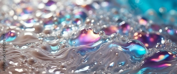 Fototapeta Abstract Macro Shot of Iridescent Bubbles and Textures with Vibrant Colors