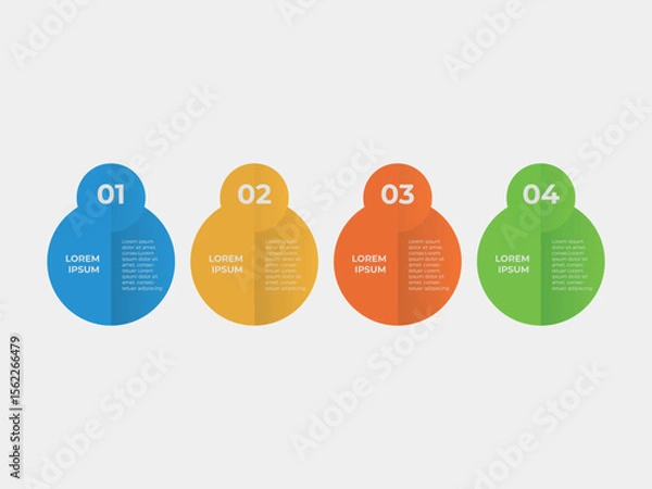 Fototapeta Chart infographic 3 point with round box and circle badge on center with horizontal direction for slide presentation