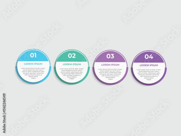 Fototapeta Chart infographic 4 point with round box and circle badge on center with horizontal direction for slide presentation