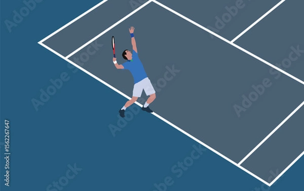 Fototapeta Great editable vector file flat illustration of tennis player hitting a smash ball good for digital design and print mockup	