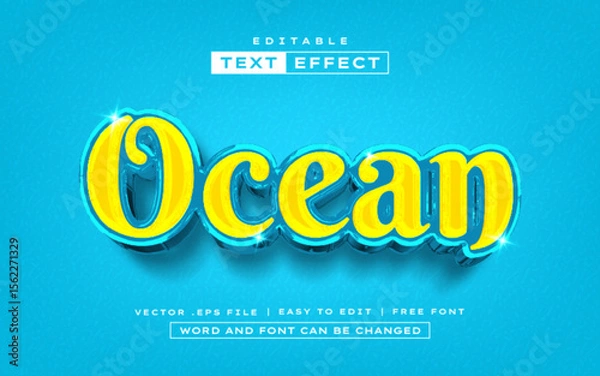 Fototapeta Ocean 3D editable text effect style