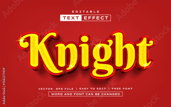 Fototapeta Knight 3D editable text effect style