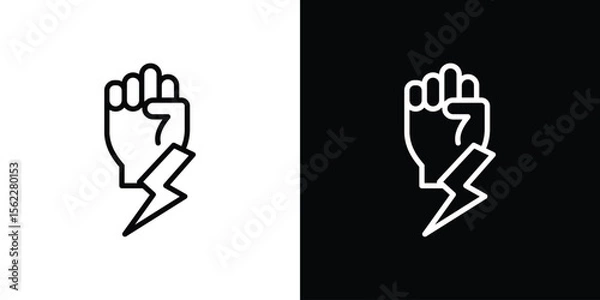 Fototapeta Hand with Power icon isolated silhouette on white background. Vector illustration.