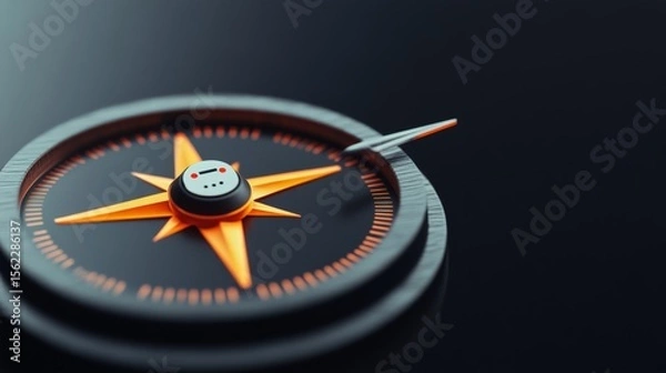 Fototapeta Modern Compass on Dark Background, Navigation , Direction