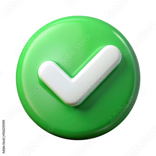 Obraz Green check mark icon vector illustration for success approval and verification design element isolated 3d