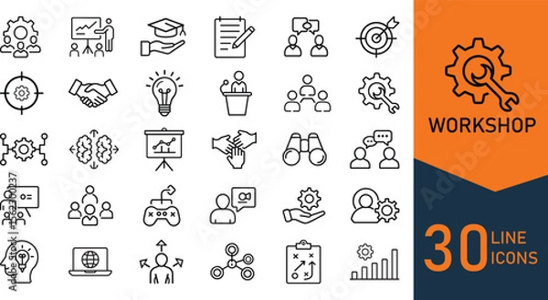 Fototapeta Professional Workshop & Training Line Icons Set