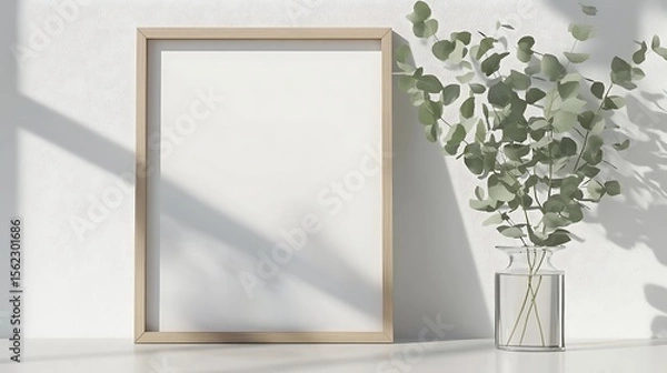Fototapeta empty room with window and flowers