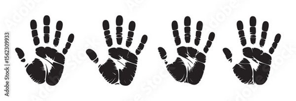 Fototapeta Black Handprint Vector set – Isolated Grunge Palm Print Symbol