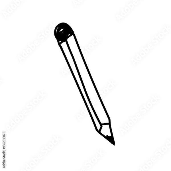 Fototapeta Pencil drawing in minimalist doodle style, ideal for school materials, sketchbook elements