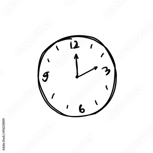 Fototapeta Clock icon in simple hand-drawn style, for schedules, infographics, and educational materials.