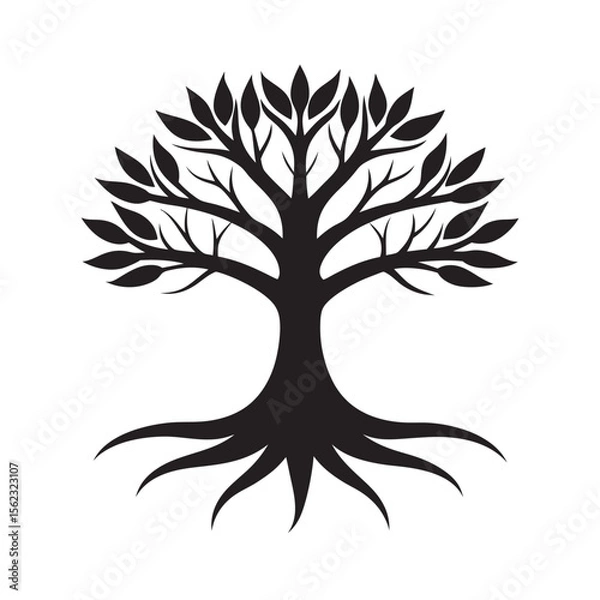Obraz World Tree With Roots And Branches Silhouette