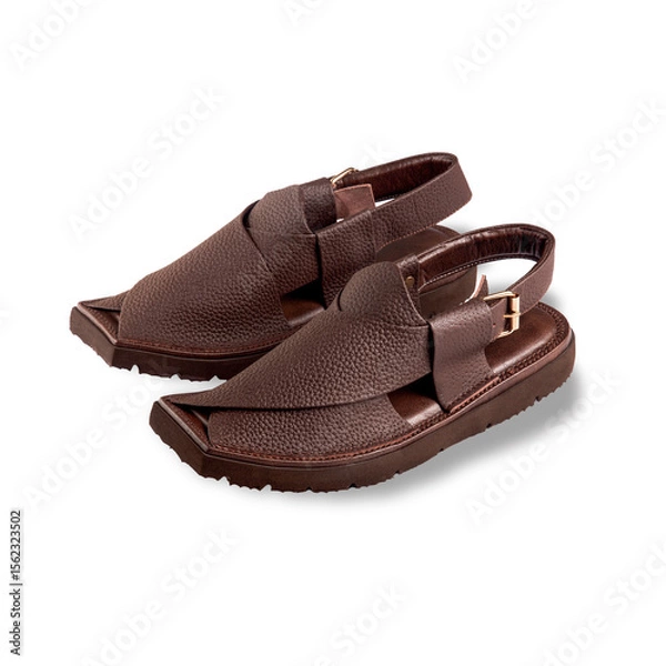 Obraz Stylish Peshawari  sandel on White background. 