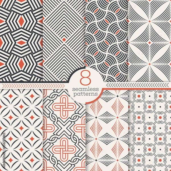 Fototapeta Set of art deco seamless patterns