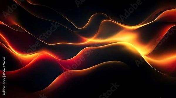 Fototapeta Abstract orange and red wave background with flowing light for modern design projects