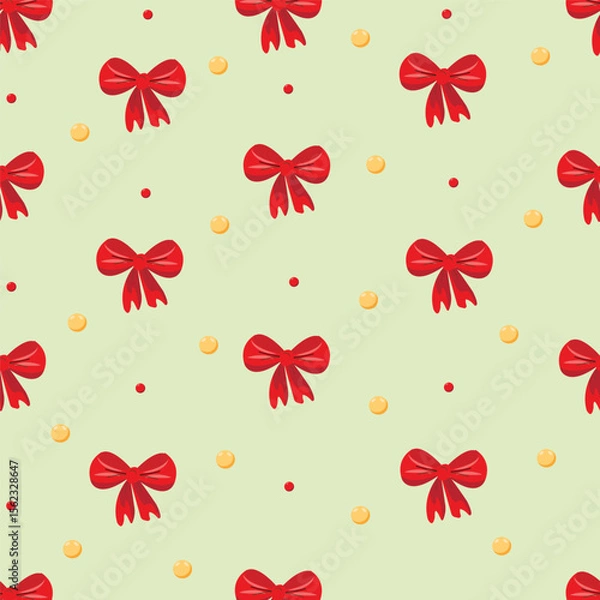 Obraz seamless pattern with red bows and beads