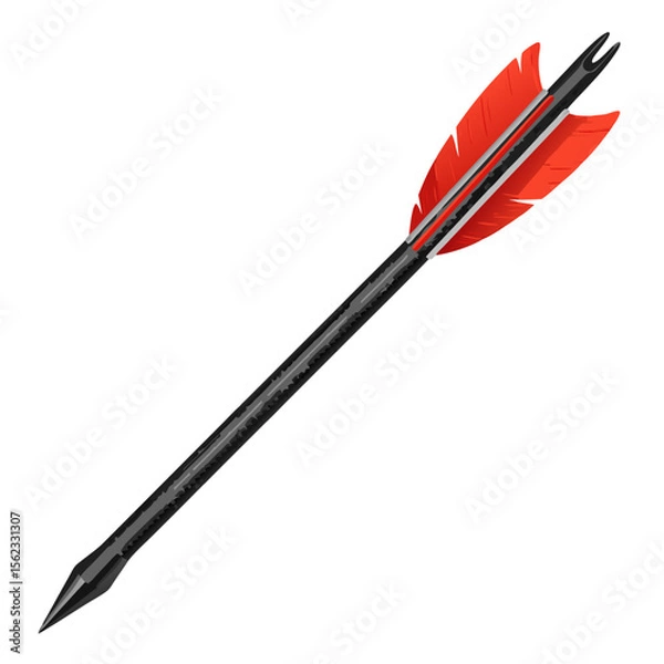 Fototapeta vector illustration of hunting arrow with red fletching