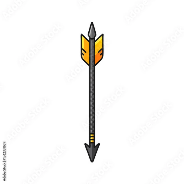 Fototapeta vector icon of carbon fiber hunting arrow with sharp tip and fletching in colorful design
