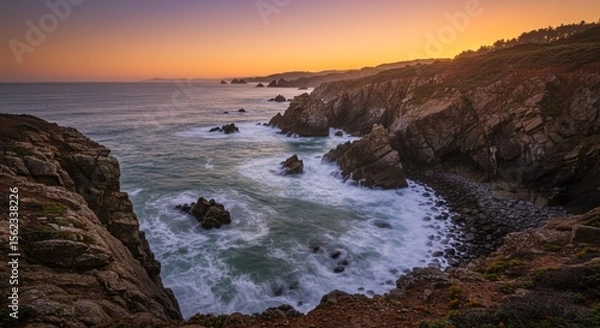 Obraz Dramatic Coastal Sunset Waves