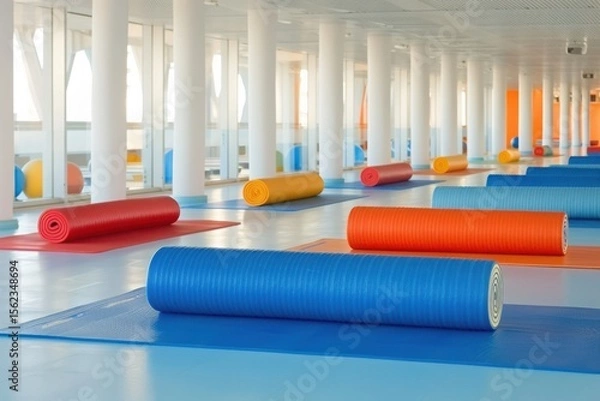 Obraz Yoga studio background with mats and pillows