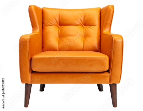 Fototapeta Armchair art deco style in orange isolated on transparent background. Front view.