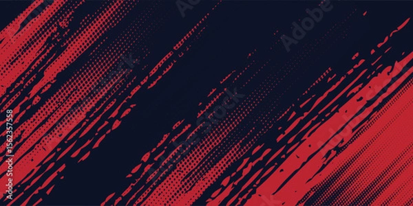 Fototapeta Red halftone dots blue color pattern gradient grunge texture background. Red halftone dots blue color pattern gradient grunge texture background MODERN