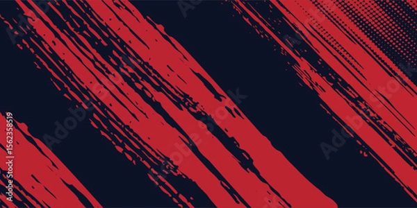 Fototapeta Red halftone dots blue color pattern gradient grunge texture background. Red halftone dots blue color pattern gradient grunge texture background MODERN