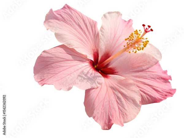 Obraz A single pink hibiscus flower isolated on transparent background