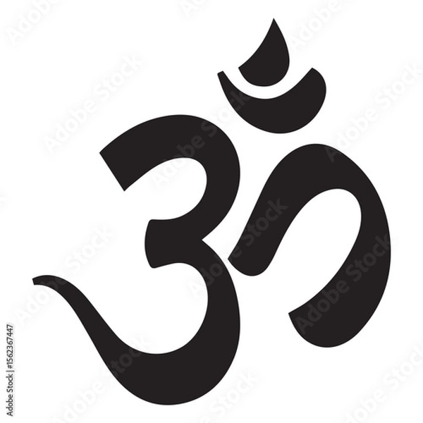 Obraz Black om symbol on a white background representing hinduism and spirituality