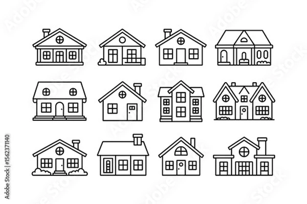 Obraz Diverse residential house outlines with varying architectural styles home building