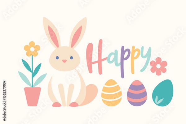 Fototapeta design a minimalist easter vector featuring a cute bunny Easter poster