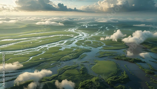 Fototapeta aerial view of river