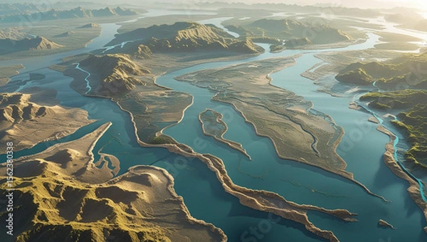 Fototapeta aerial view of the river