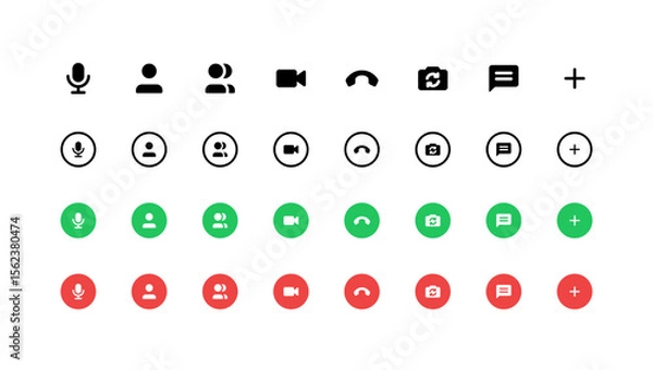 Fototapeta Video call iconography set. Multiple icon set styles